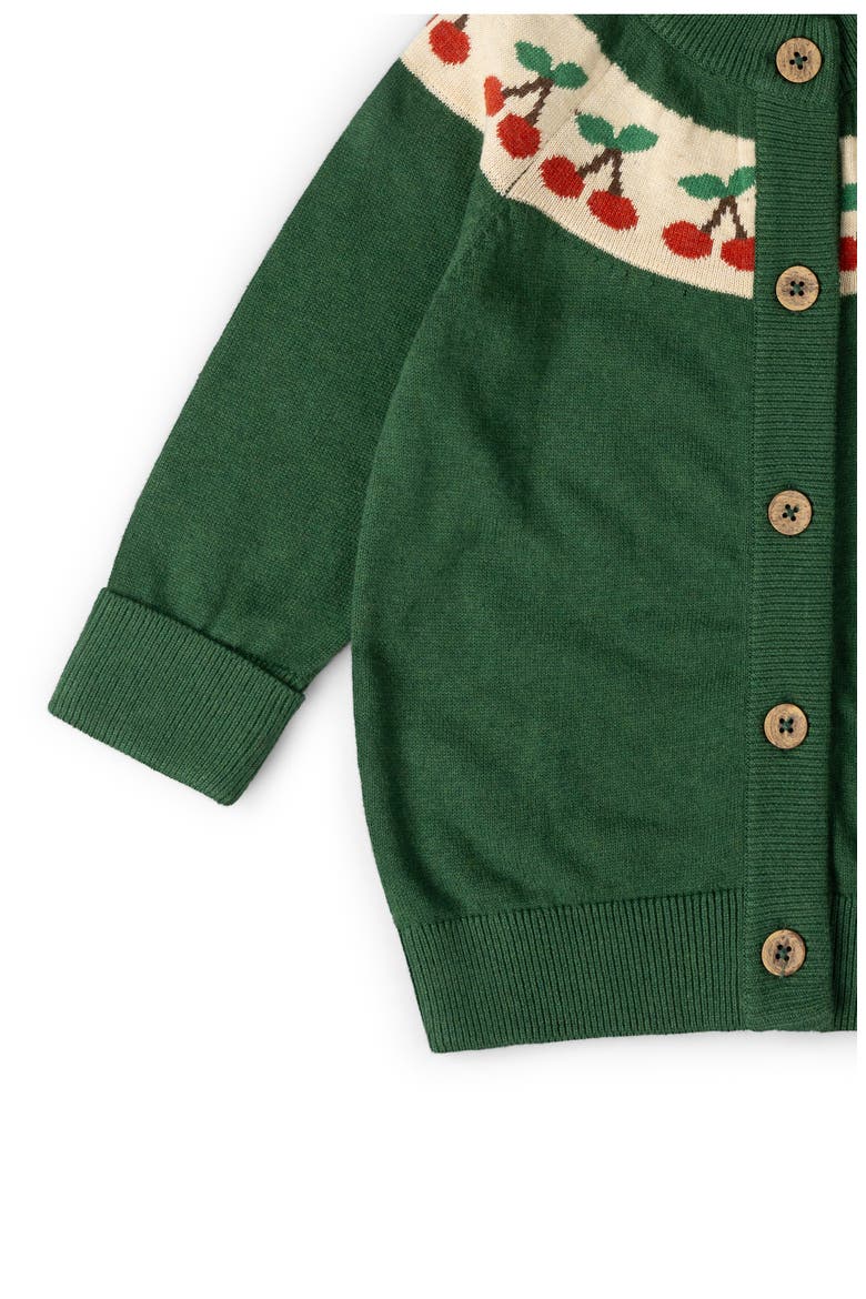 Kids' Little Cherry Organic Cotton Knit Cardigan, Alternate, color, GREEN