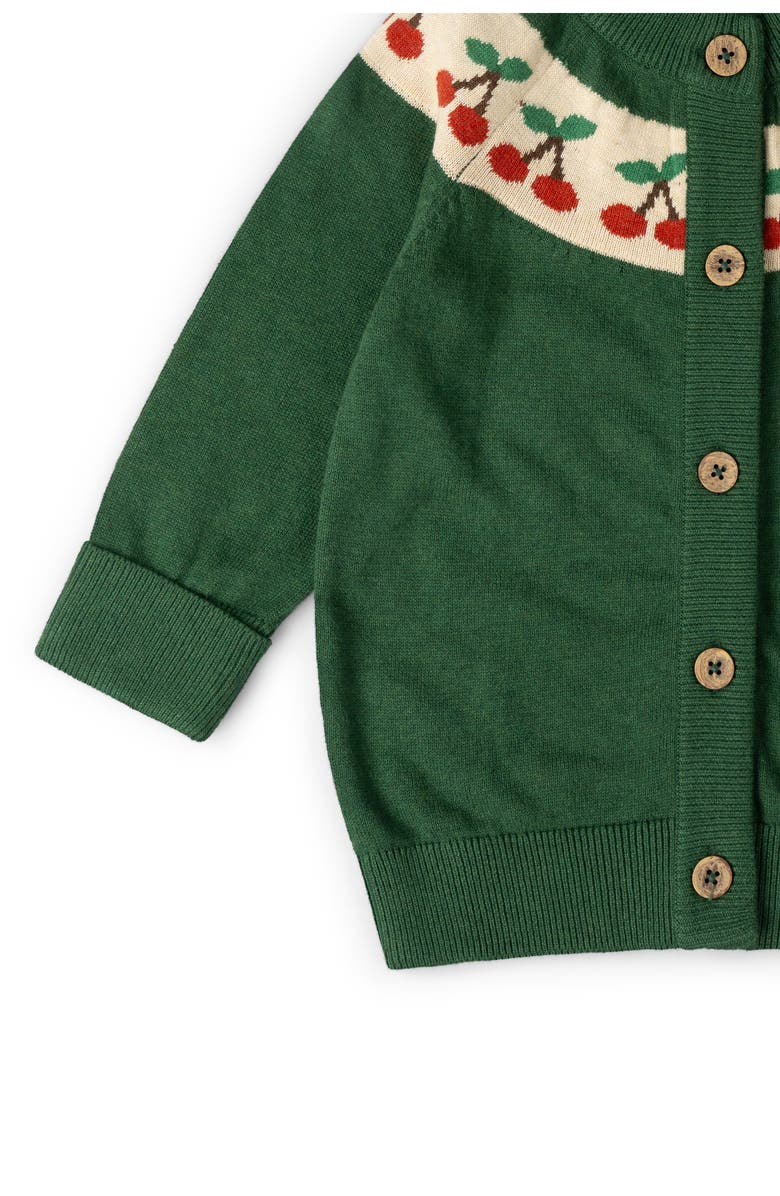 Little Green Radicals Kids' Little Cherry Organic Cotton Knit Cardigan, Alternate, color, Green