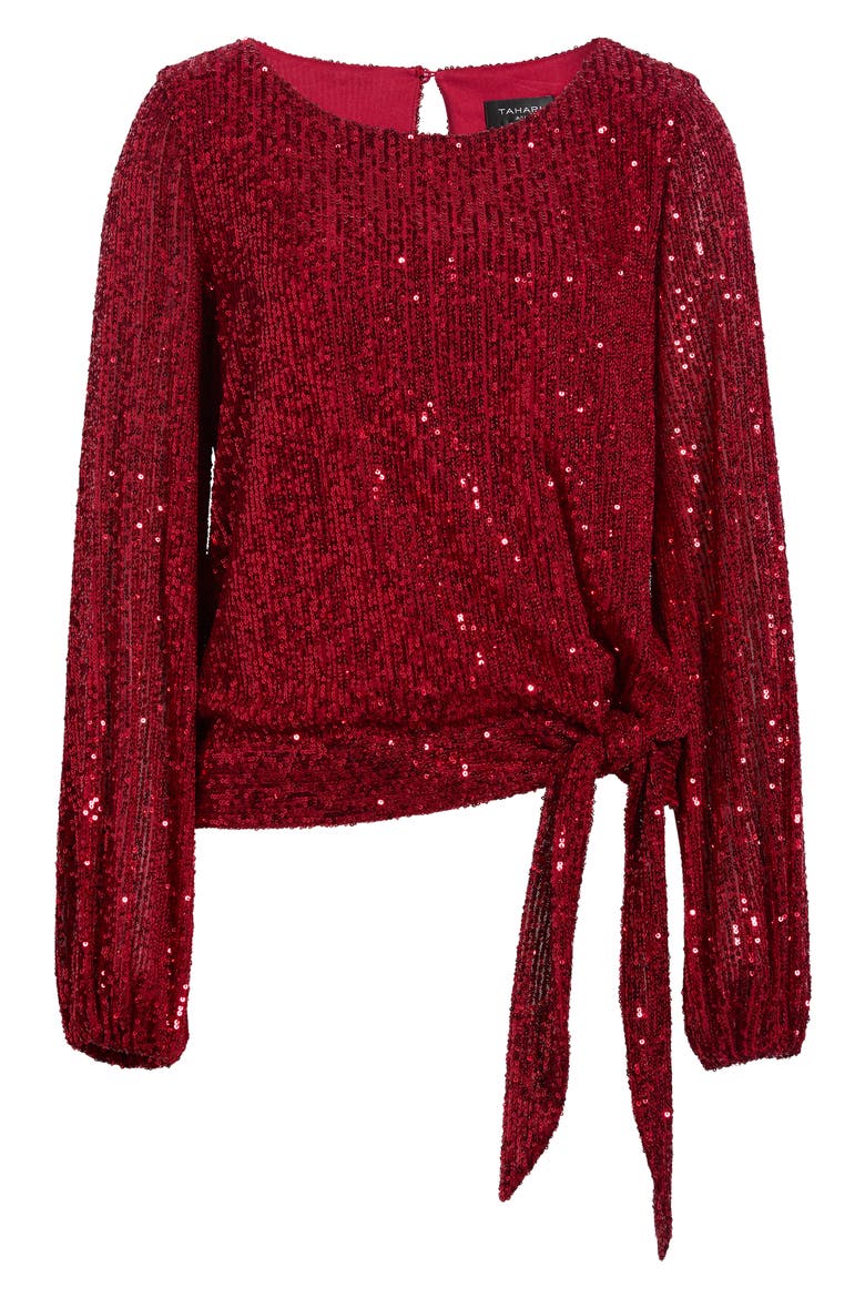 Sequin Top, Main, color, RED