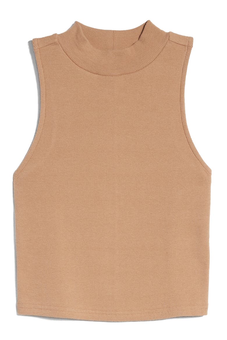 Mock Neck Sleeveless Top, Alternate, color, TAN SMOKE