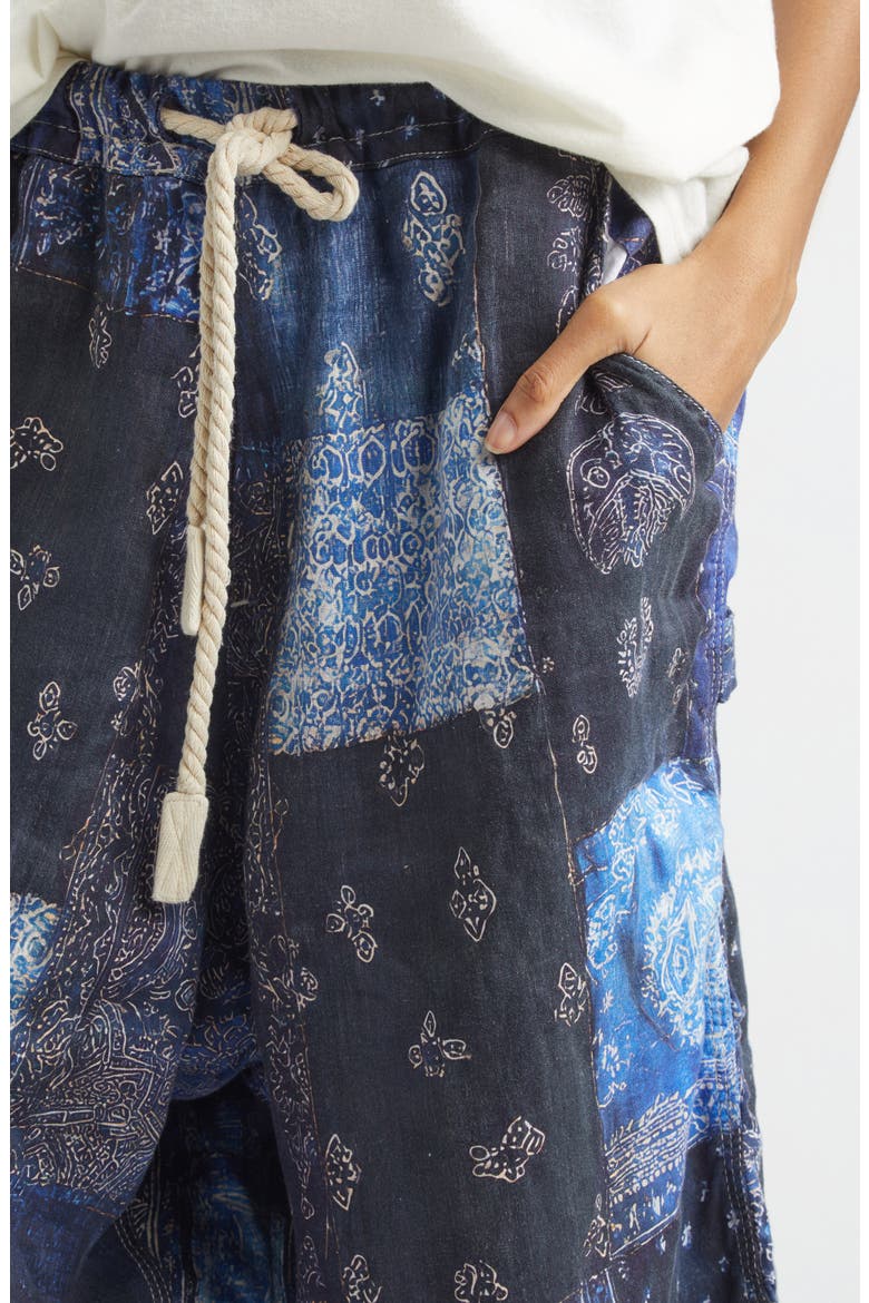Jesse Bandana Print Linen Carpenter Shorts, Alternate, color, BLUE BANDANA