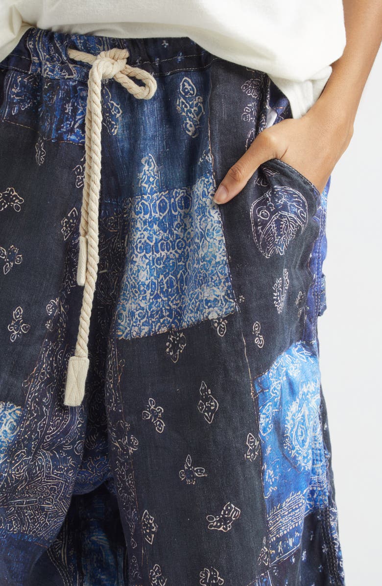 R13 Jesse Bandana Print Linen Carpenter Shorts, Alternate, color, Blue Bandana