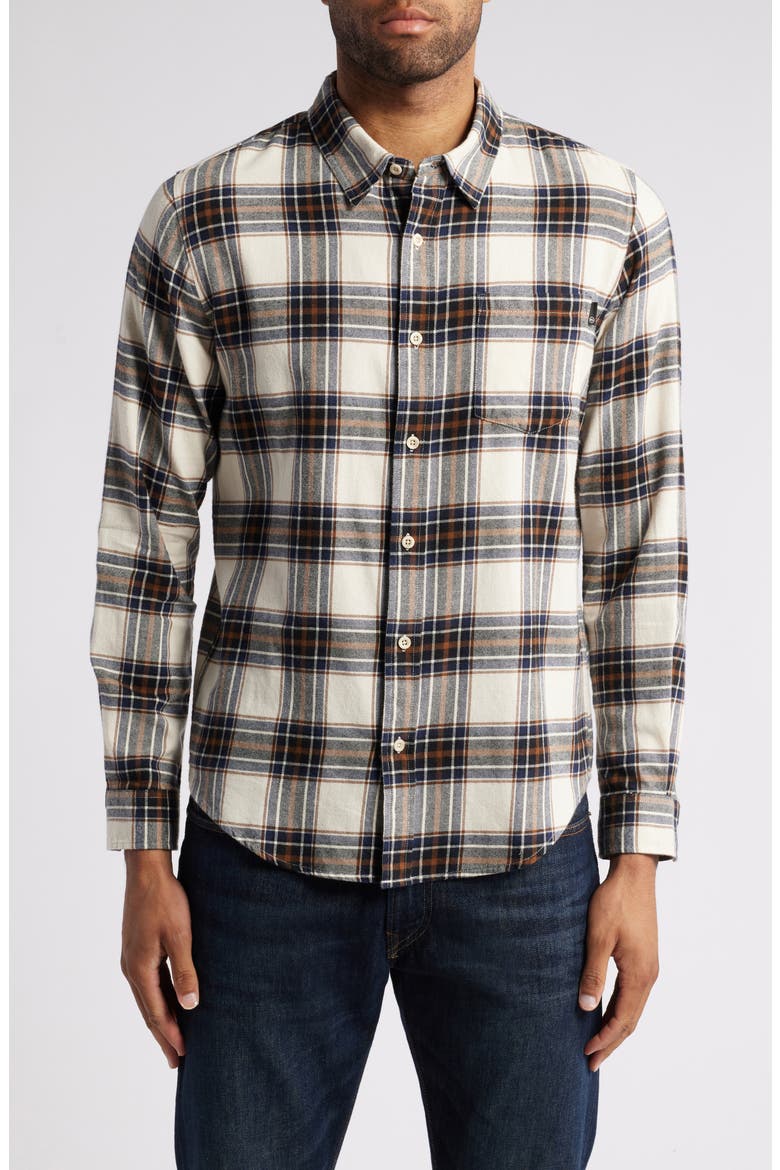 Aiden Plaid Flannel Button-Up Shirt, Main, color, FINE PLAID CREAM MULTI