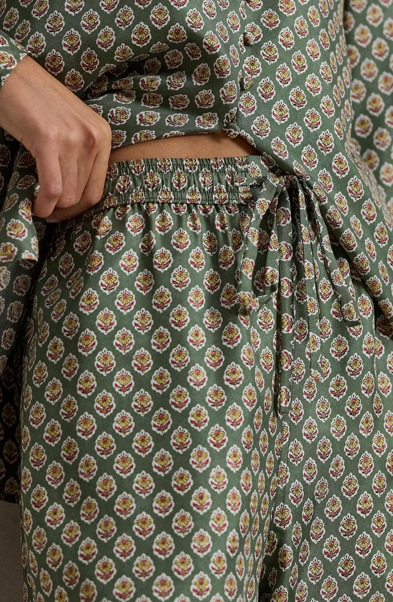 Polo Ralph Lauren Print Wide Leg Silk Pants, Alternate, color, Wood Block Spikey Flower