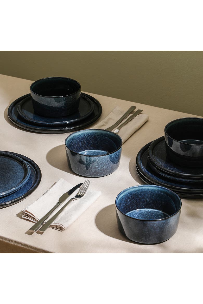 Eden Stoneware 24-Piece Dinnerware Set, Alternate, color, Dark Blue