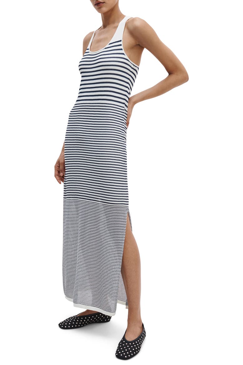 Daisy Stripe Sleeveless Maxi Dress, Main, color, WHITE