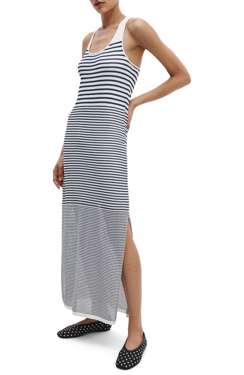 rag & bone Daisy Stripe Sleeveless Maxi Dress, Main, color, White