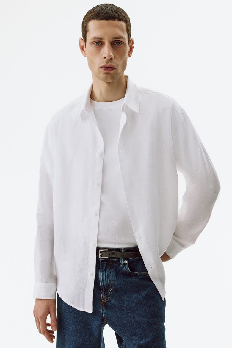 Relaxed-fit Linen Shirt, Main, color, White