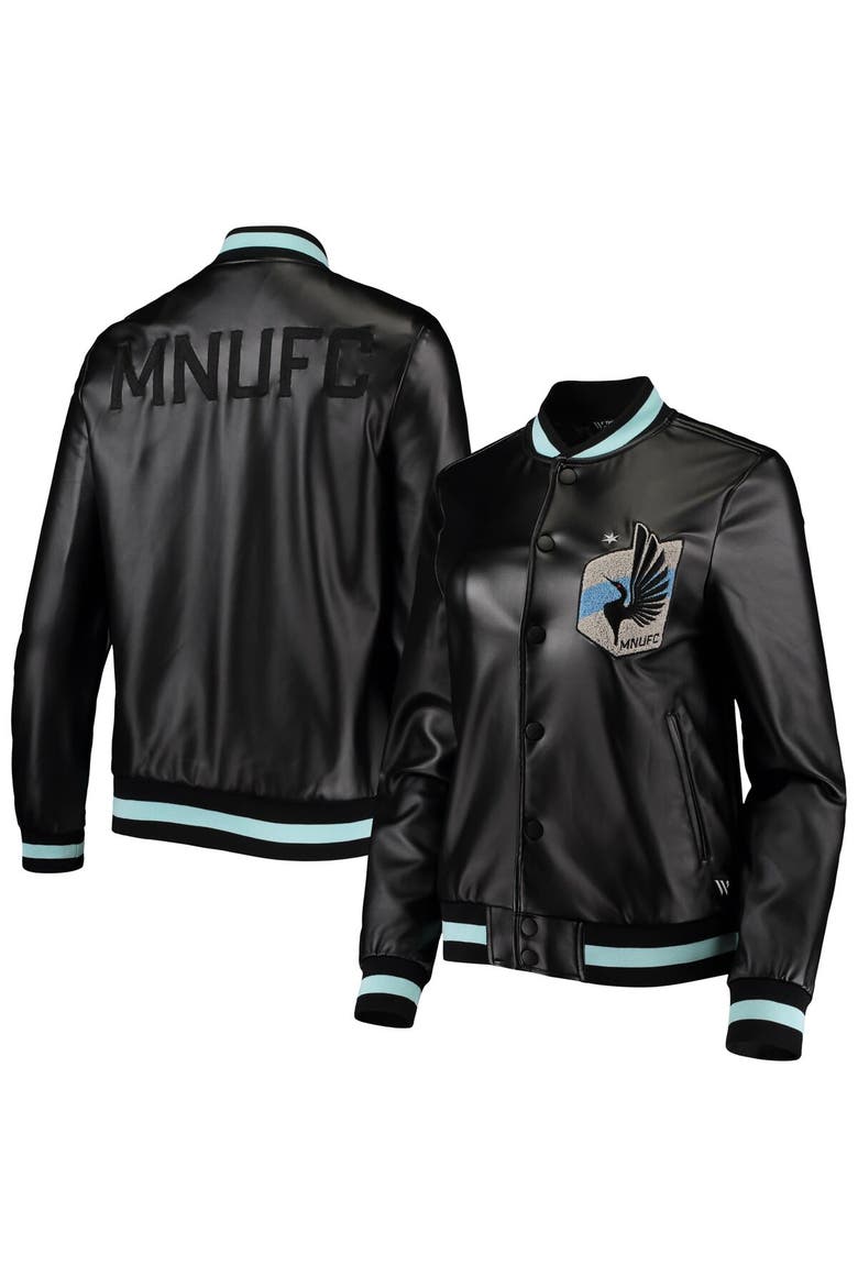 Women's The Wild Collective Black Minnesota United FC Full-Snap Bomber Jacket, Main, color, Black