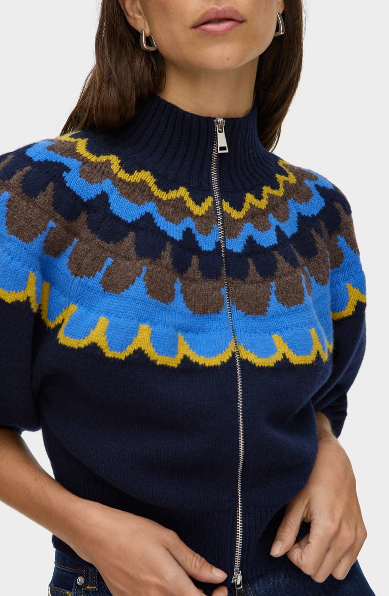 ALIGNE Nelly Fair Isle Zip Front Cardigan, Alternate, color, Blue Multi