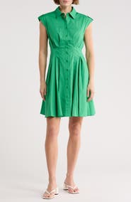 Eliza J Cap Sleeve Cotton Fit & Flare Shirtdress