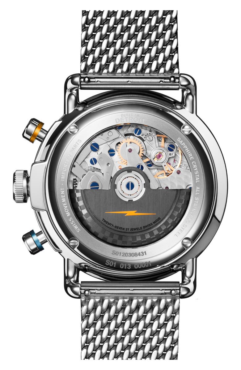 Shinola Canfield Speedway Open Road Automatic Chronograph Mesh Strap Watch, 44mm, Alternate, color, 