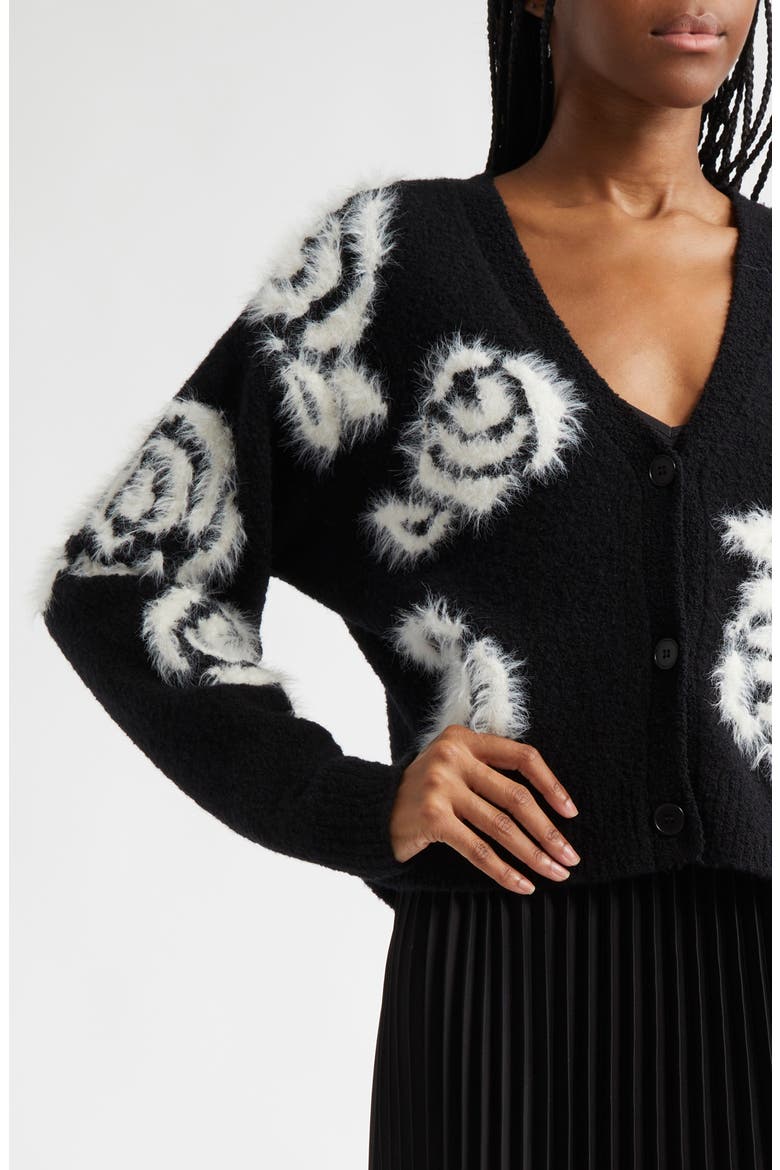 Aerin Abstract Floral Long Sleeve Sweater Dress, Alternate, color, BLACK/ IVORY