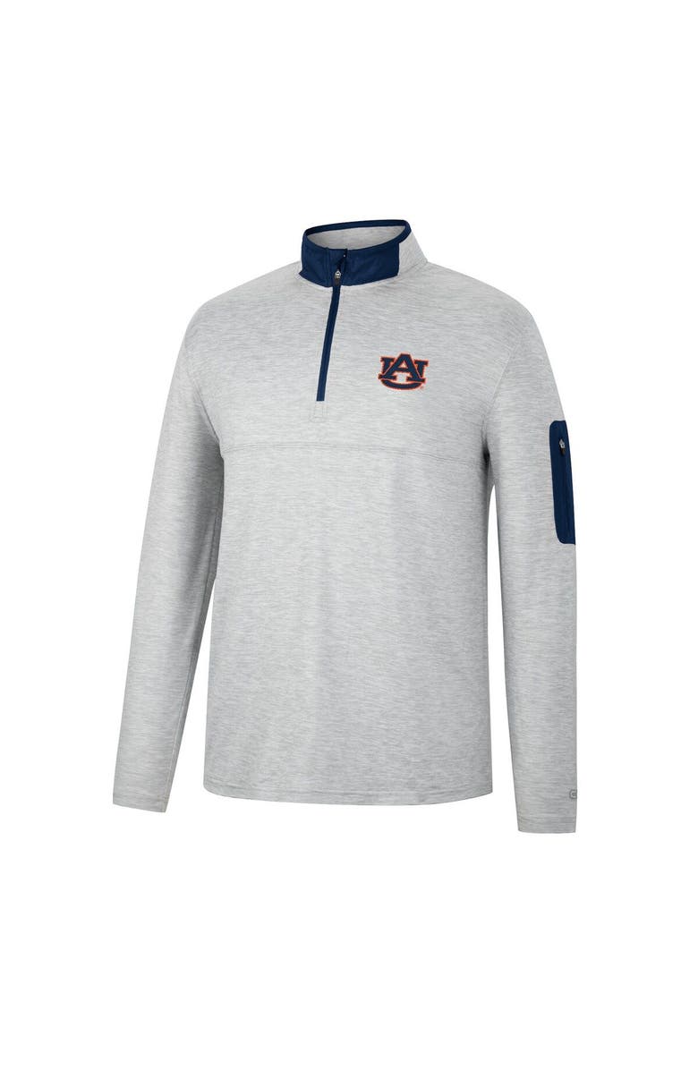 COLOSSEUM Men's Colosseum Heathered Gray/Navy Auburn Tigers Country Club Windshirt Quarter-Zip Jacket, Alternate, color,