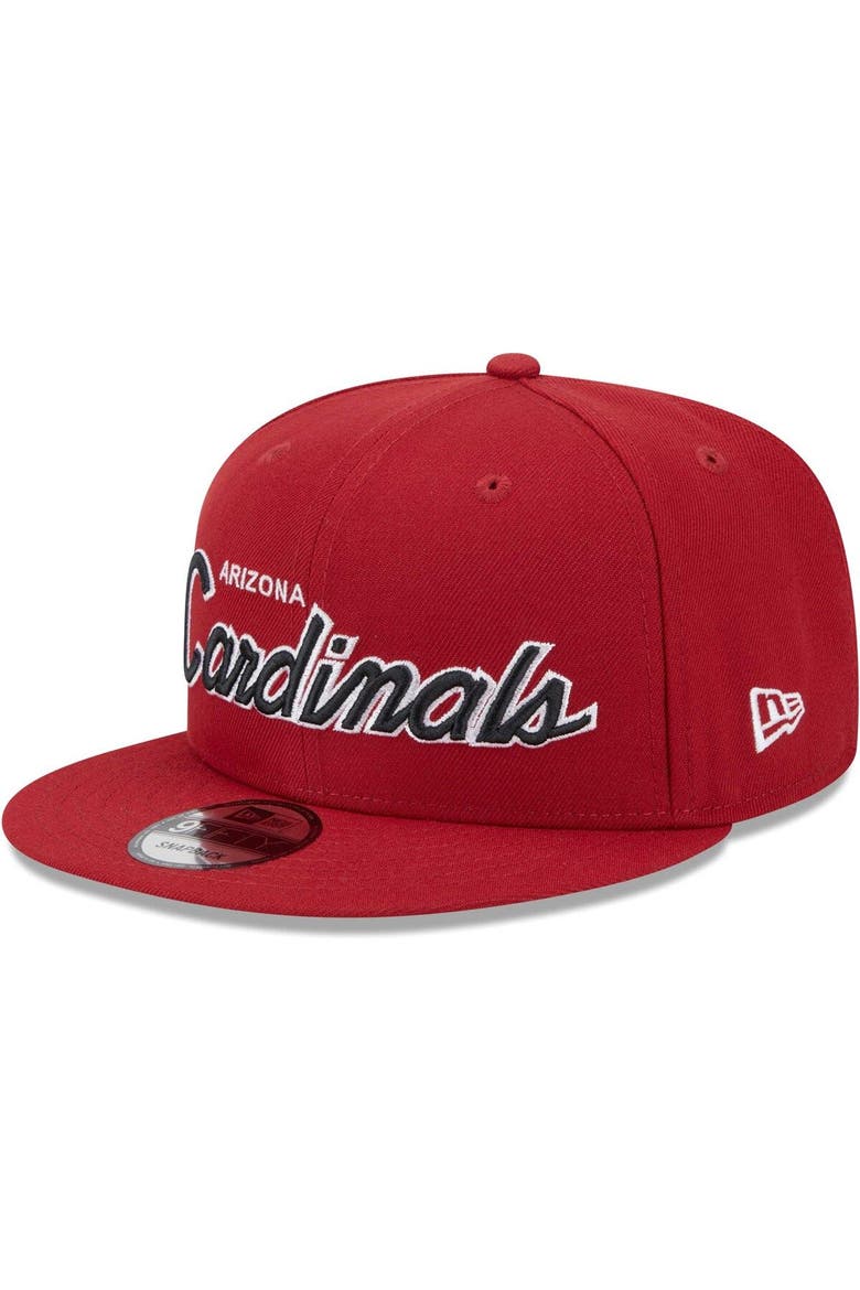 Men's New Era Cardinal Arizona Cardinals Main Script 9FIFTY Snapback Hat, Alternate, color, Cardinal