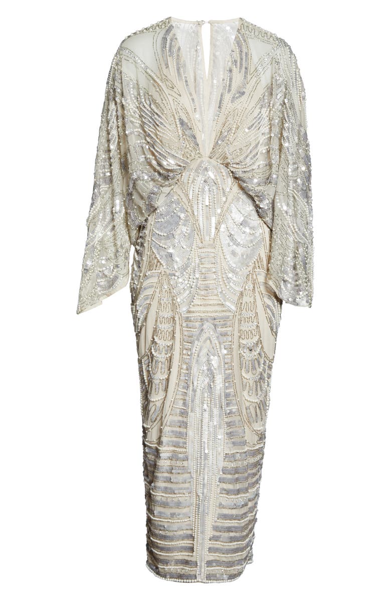 ASOS DESIGN EDITION Sequin Long Sleeve Midi Dress, Alternate, color,