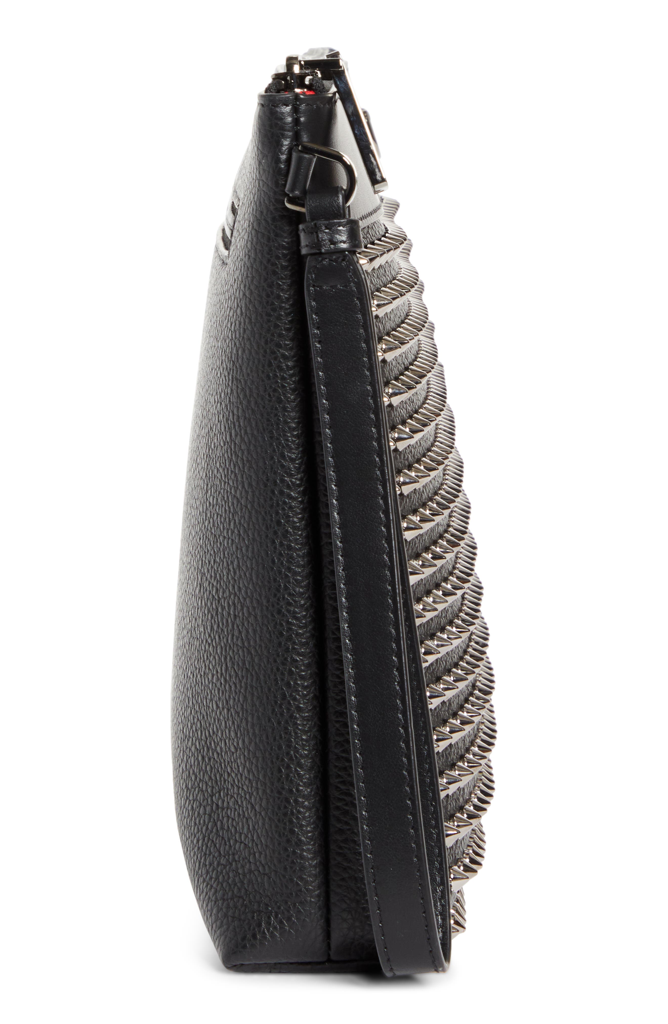Funky Crosta Spikes Suede Wristlet Pouch, Alternate, color, BLACK/ GUN METAL