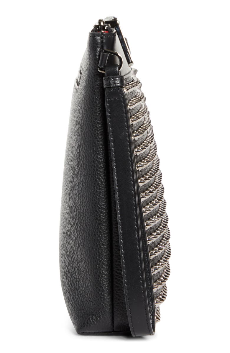Christian Louboutin Funky Crosta Spikes Suede Wristlet Pouch, Alternate, color, Black/ Gun Metal