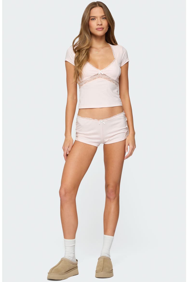 Arcadia Lace Trim Crop Top, Alternate, color, LIGHT-PINK