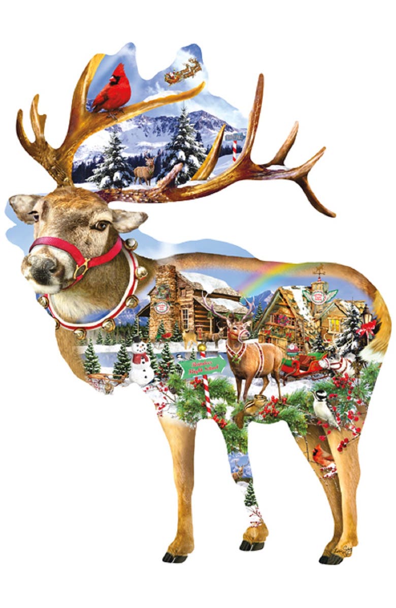Sunsout Reindeer Training 800 piece Jigsaw Puzzle for Adults Special Shape, Alternate, color, Multicolor