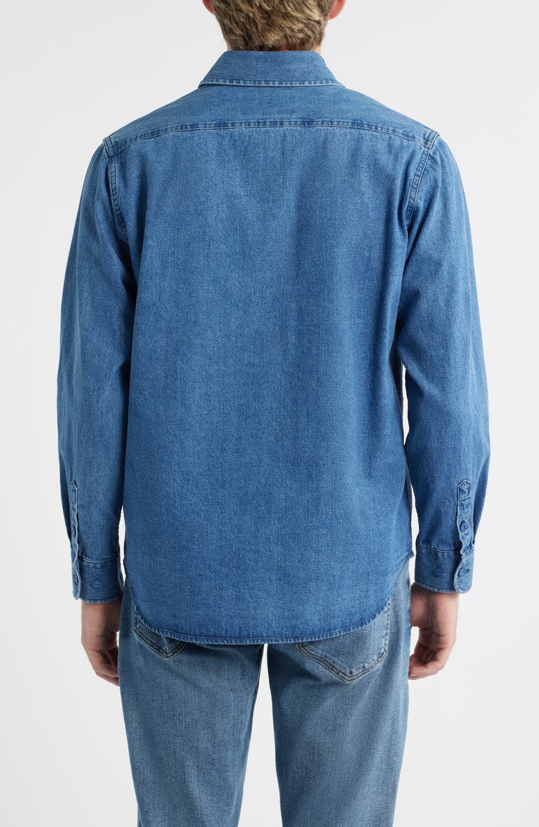 Schott NYC Cotton Denim Button-Up Work Shirt, Alternate, color, Light Indigo