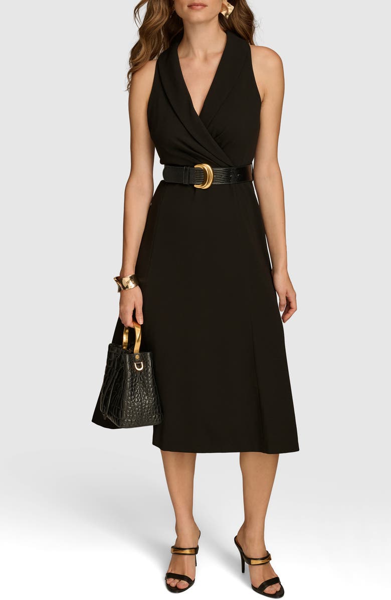 Donna Karan New York Belted Sleeveless Midi Dress, Alternate, color, 