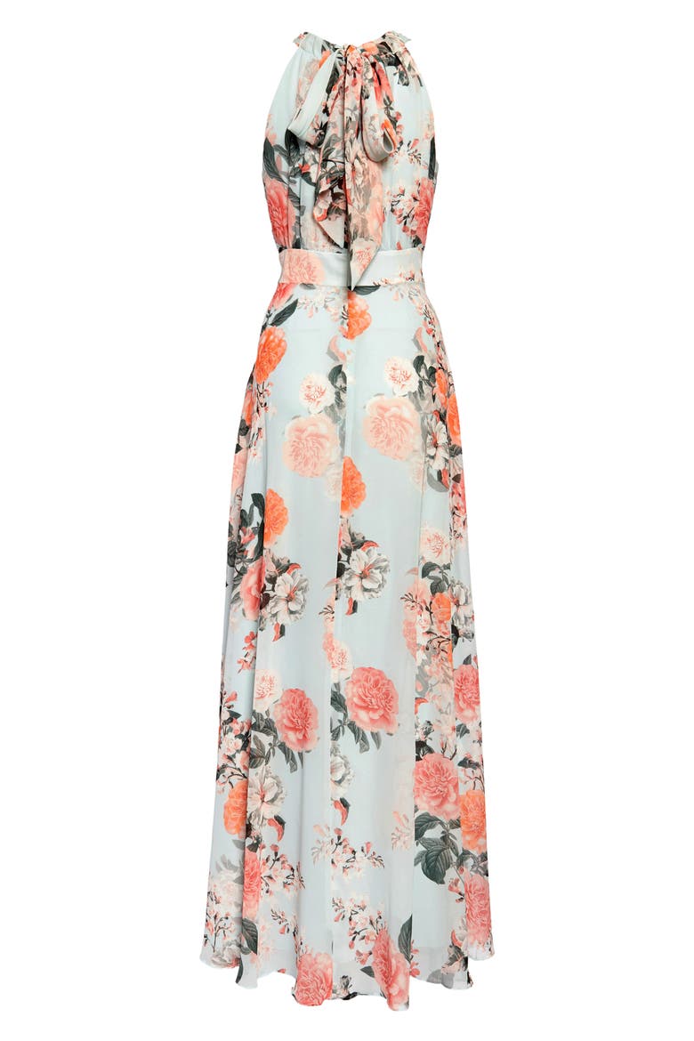 Floral Print Halter Maxi Dress, Alternate, color, MINT
