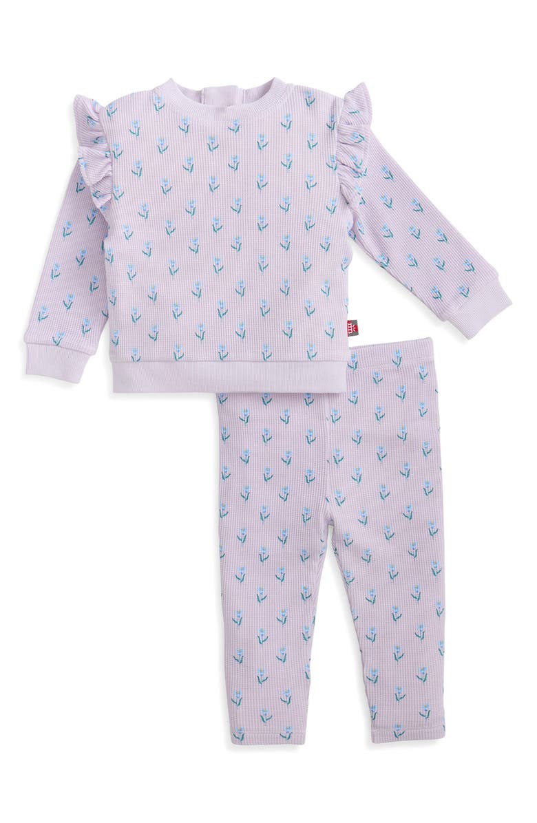 Magnetic Me Lavender Floral Waffle Knit Top & Leggings Set, Main, color, Purple