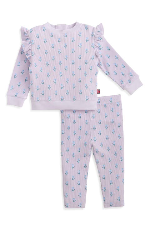 Lavender Floral Waffle Knit Top & Leggings Set (Baby)
