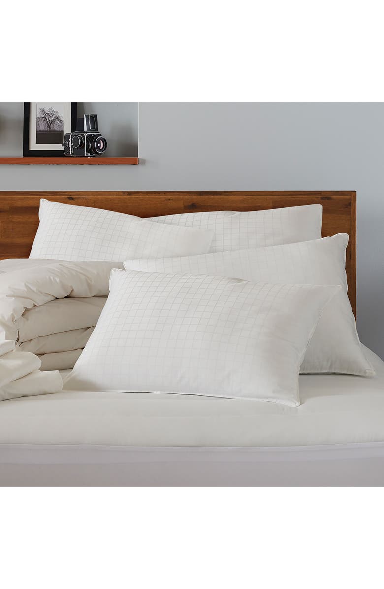 ELLA JAYNE HOME Set of 4 White Windowpane 100% Cotton Dobby Gel Filled Side/Back Sleeper Pillows, Alternate, color, White