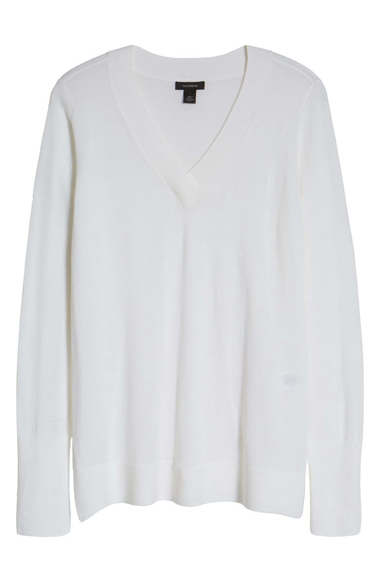 Halogen<sup>®</sup> V-Neck Merino Wool Blend Sweater, Alternate, color,