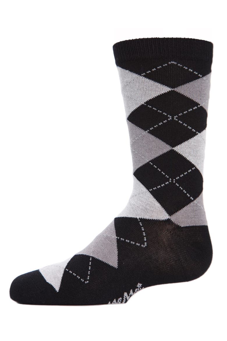 Classic Argyle Mercerized Crew Socks, Main, color, Black