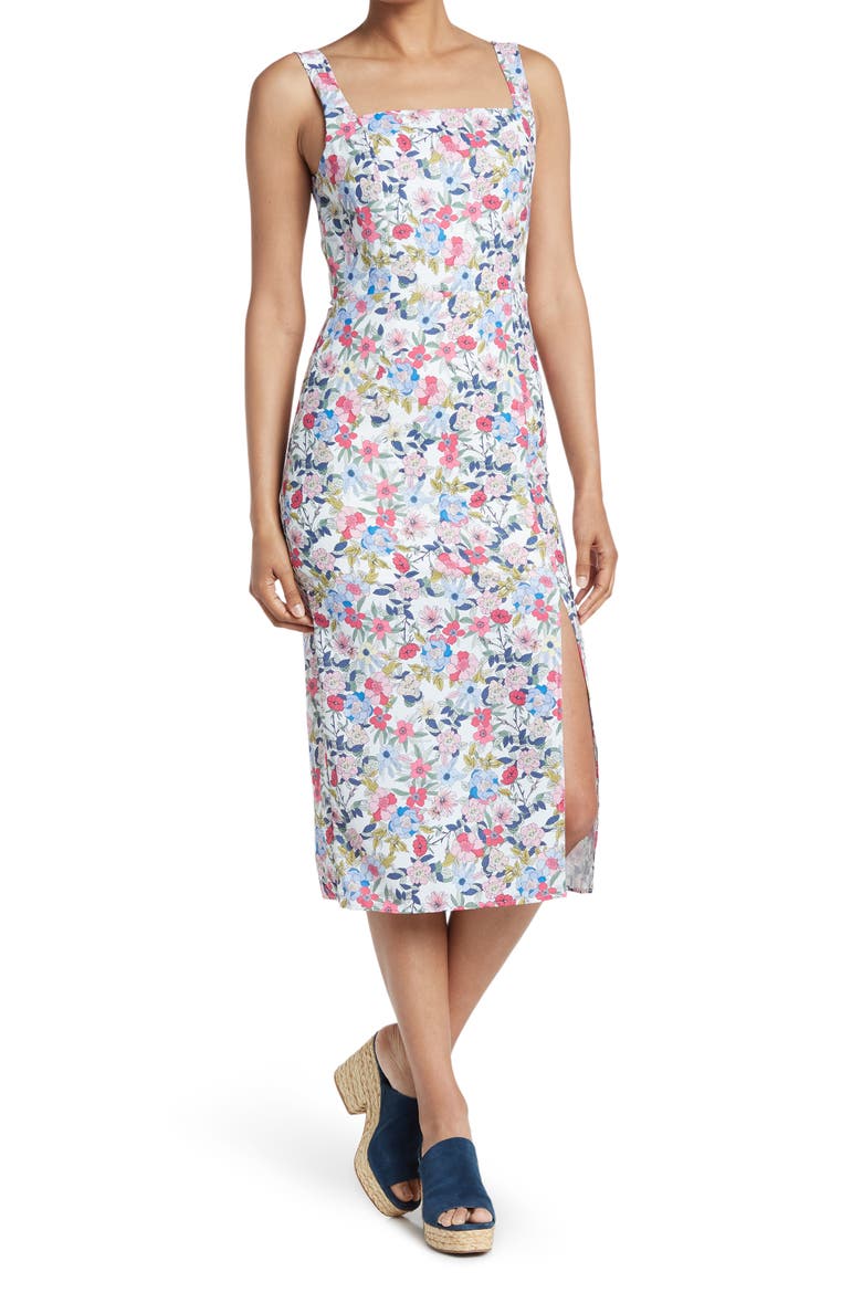 Square Neck Midi Dress, Main, color, FLORAL MULTI