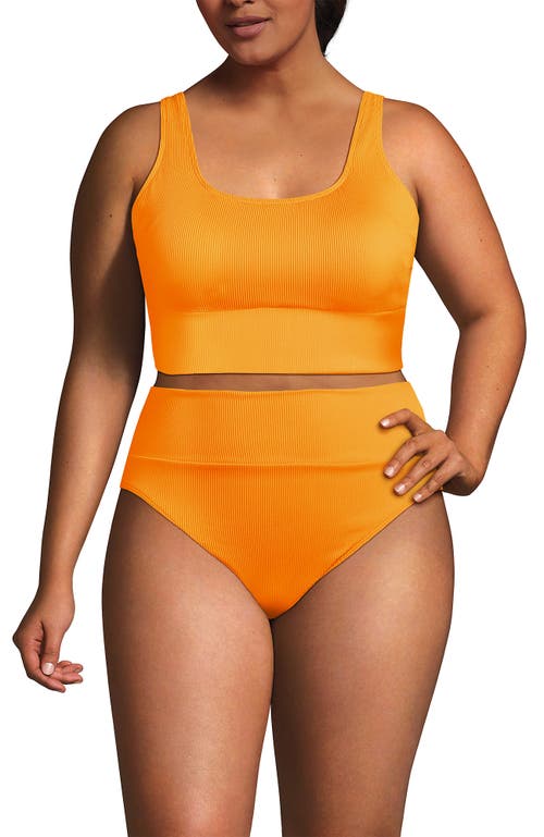 Lands' End Tugless Tankini Top And High Waisted Bottom Swimsuit Set In Sweet Mango Ottoman