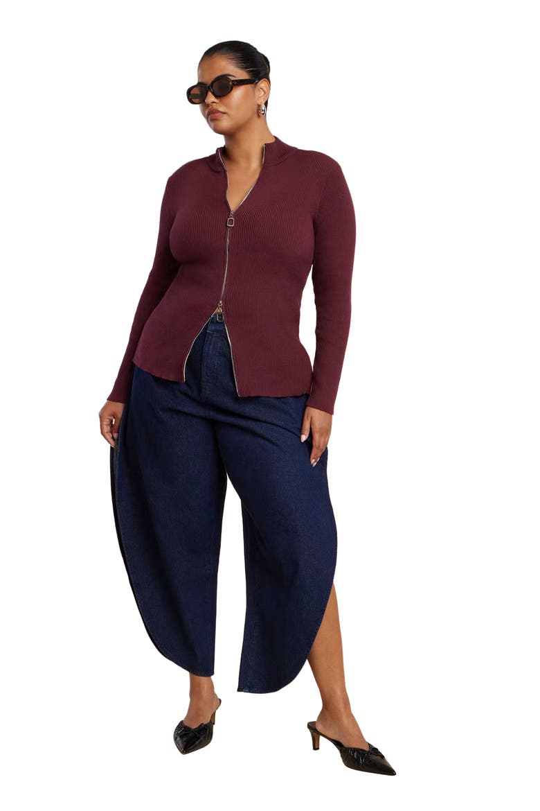 Two Way Zipper Sweater, Alternate, color, PORT ROYALE