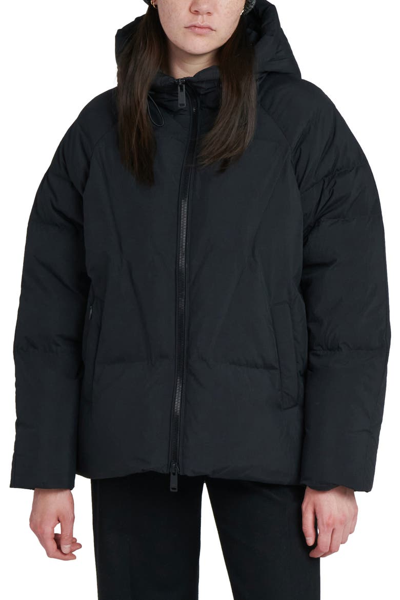 Elango Water Resistant Hooded Down Puffer Jacket, Main, color, BLACK