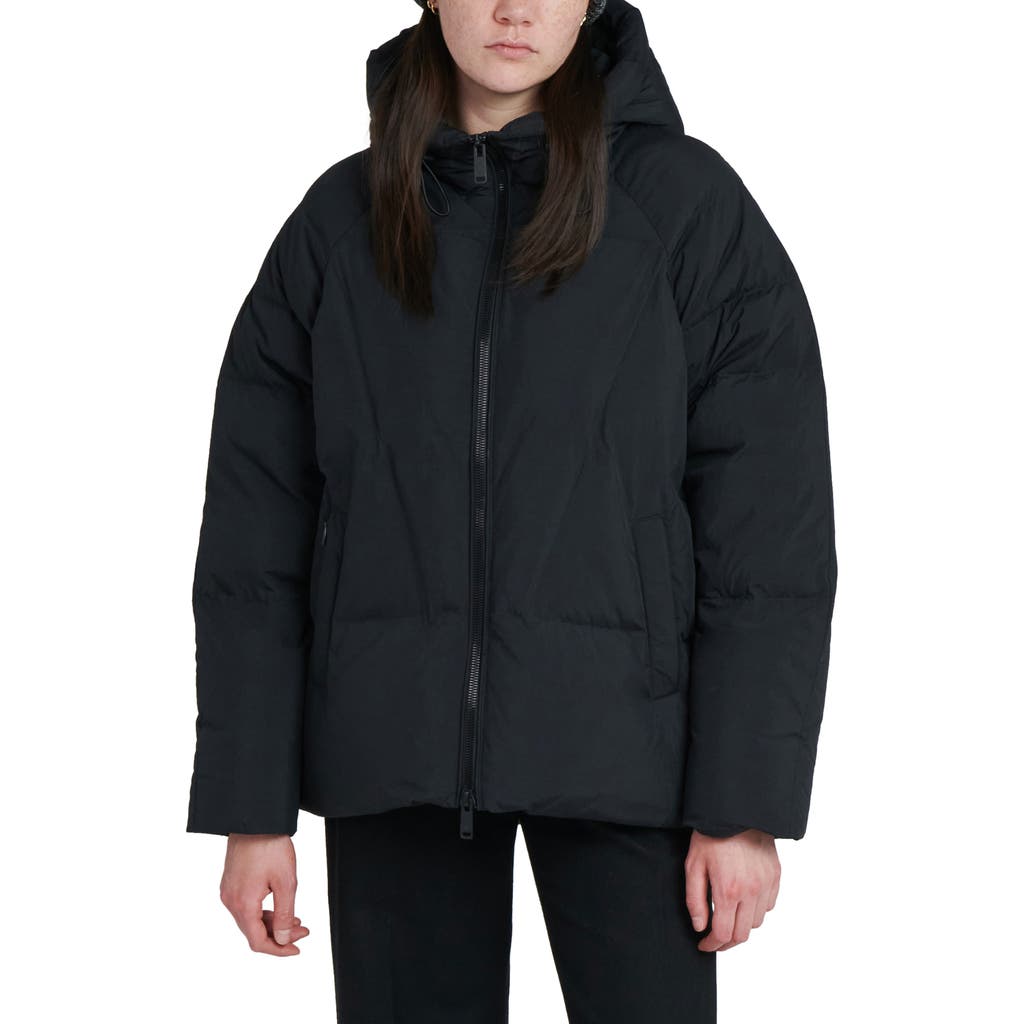 The Recycled Planet Company Elango Water Resistant Hooded Down Puffer Jacket in Black  product