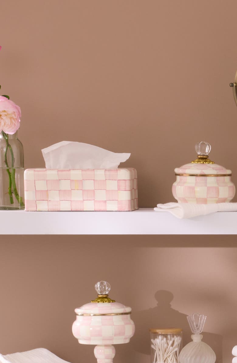 MACKENZIE CHILDS Rosy Check Standard Tissue Box Holder, Alternate, color, Rosy