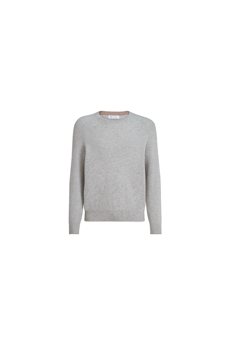 Cashmere English rib sweater, Alternate, color, Pebble