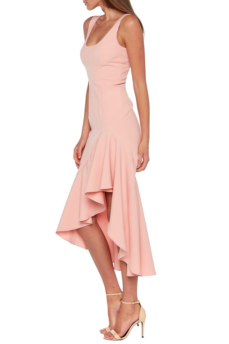 Esther Frill High/Low Dress, Alternate, color, PEACHY PINK
