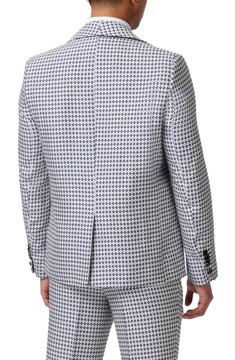 Twisted Tailor Siorek Slim Fit White Jacquard Suit Jacket, Alternate, color, 
