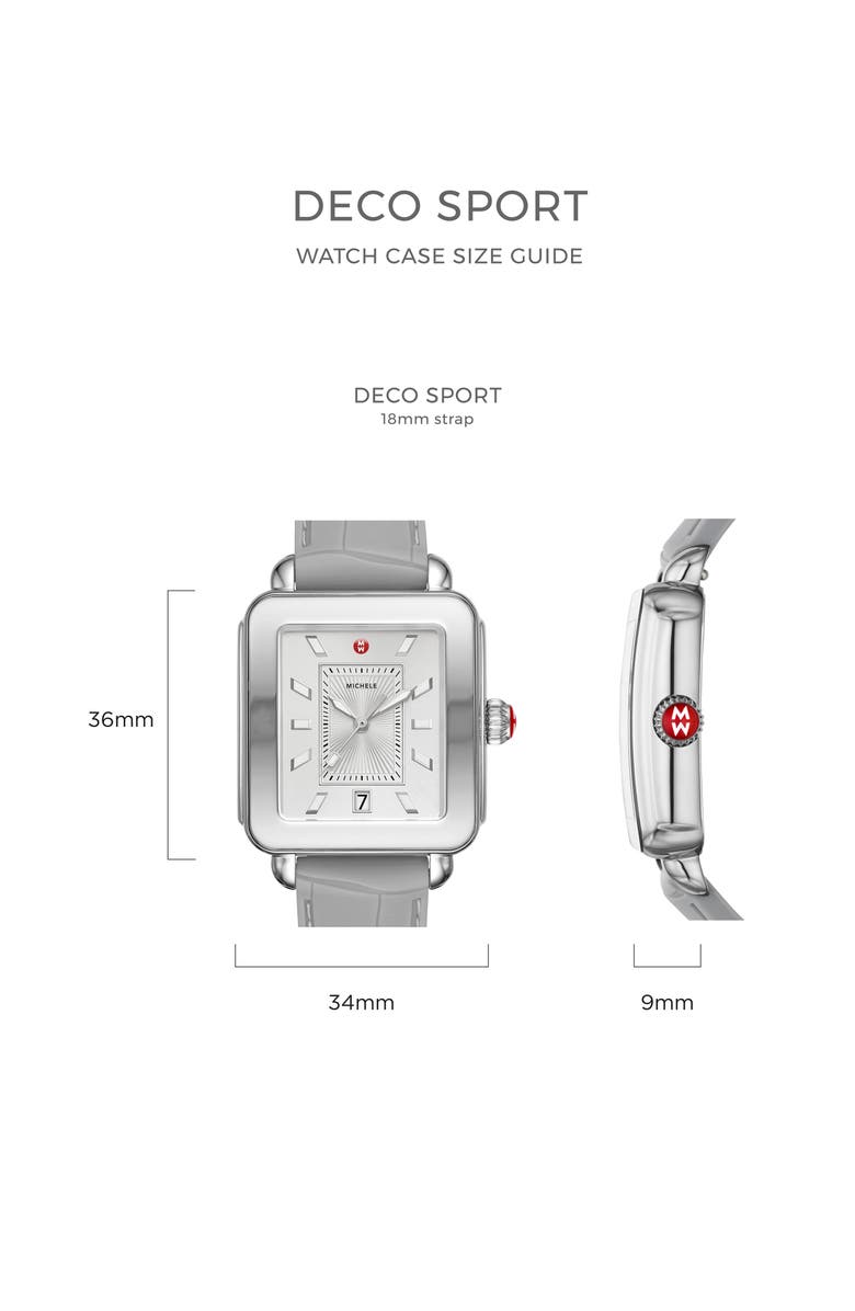 MICHELE Deco Sport Watch Head & Silicone Strap, 34mm x 36mm, Alternate, color, 