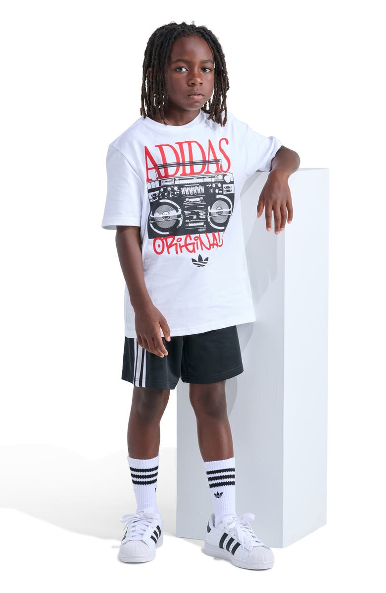 adidas Originals Kids' Boombox Cotton Graphic T-Shirt, Alternate, color, White
