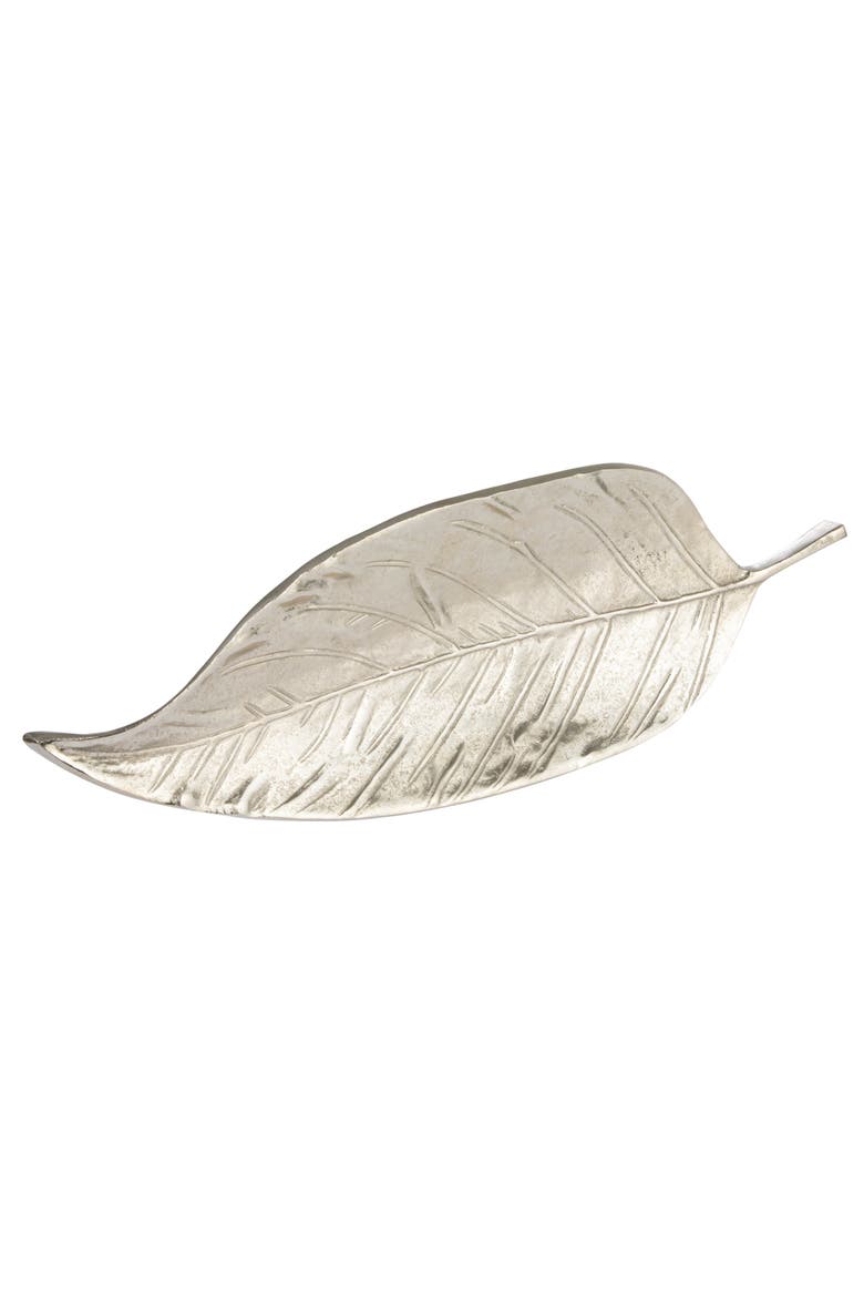 Aluminum Leaf Shaped Tray, Silver Finish, Main, color, Silver