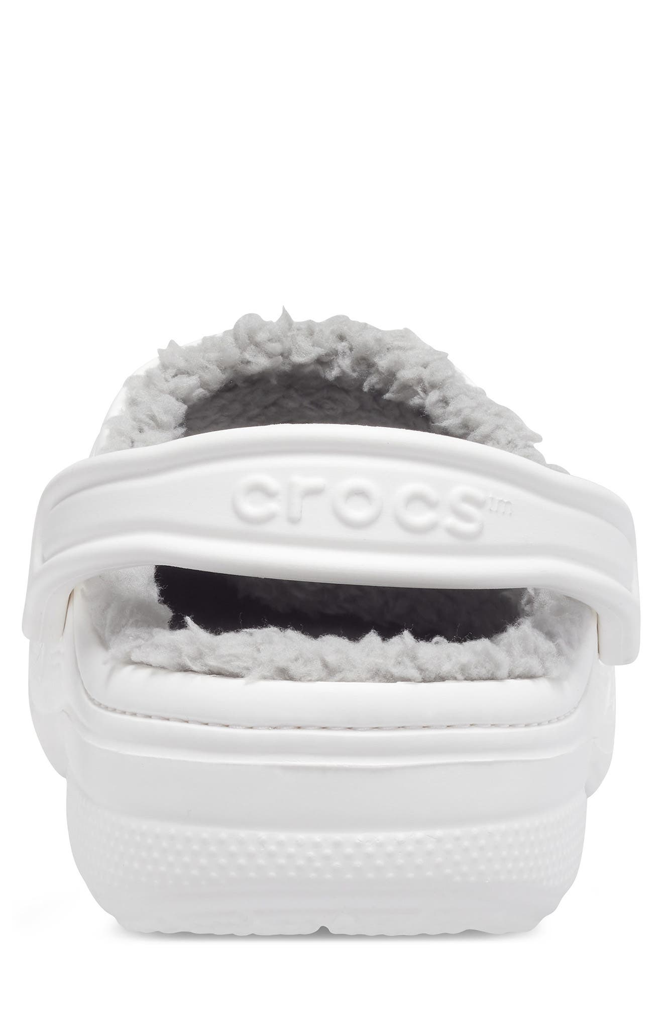 CROCS Unisex Baya Faux Fur Lined Clog Slipper, Alternate, color, White/ Light Grey