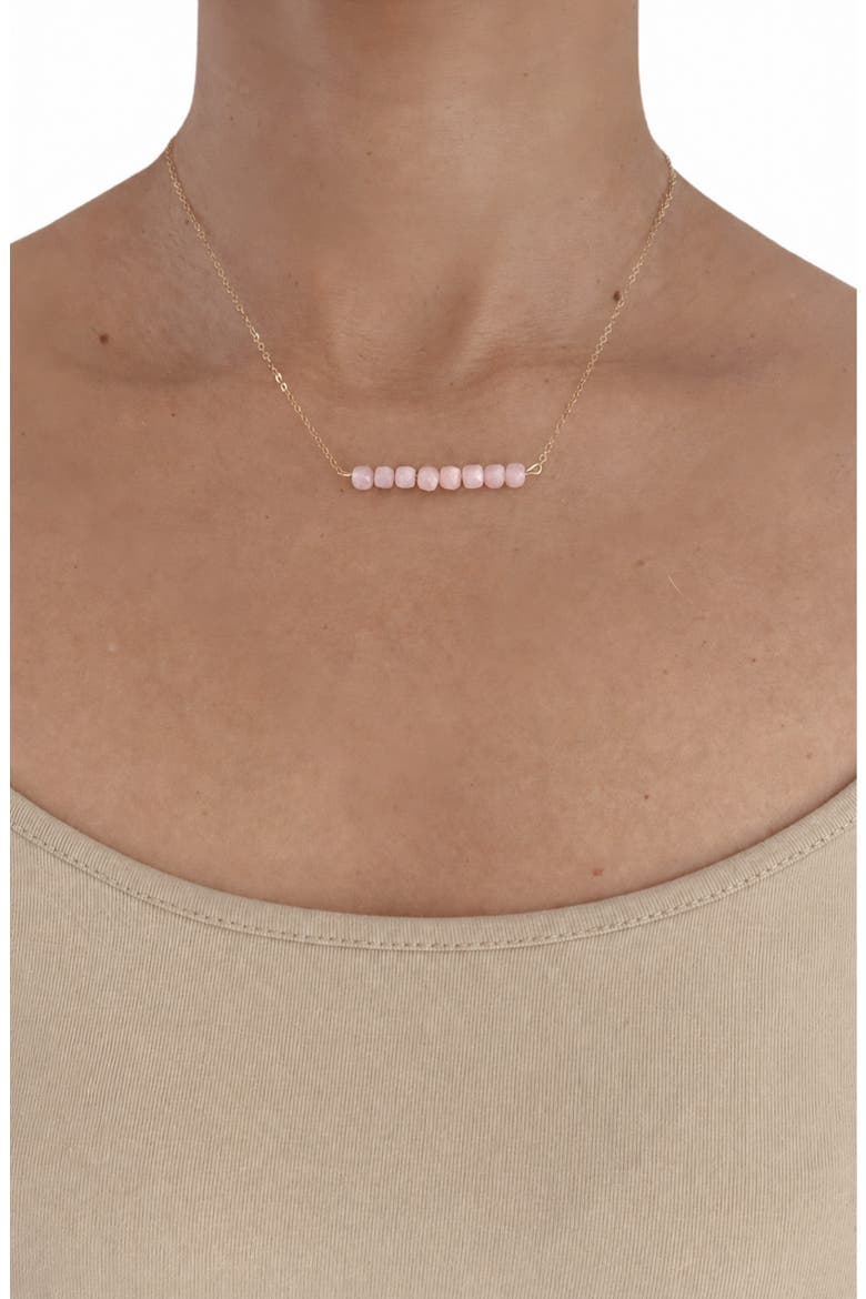 Rozque 14k Gold Rose Quartz Bar Necklace, Alternate, color, ROSE QUARTZ