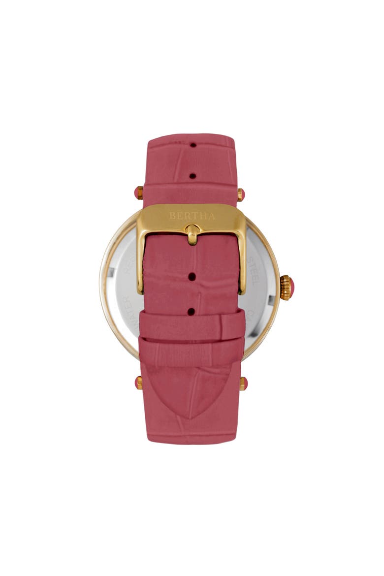 Camilla Mother-Of-Pearl Leather-Band Watch, Alternate, color, Coral