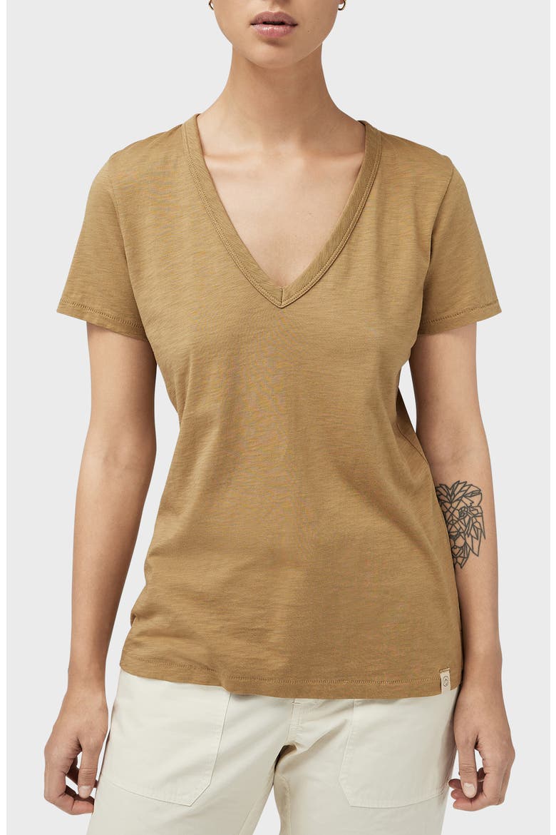 The Vee Slub Cotton T-Shirt, Alternate, color, KHAKI