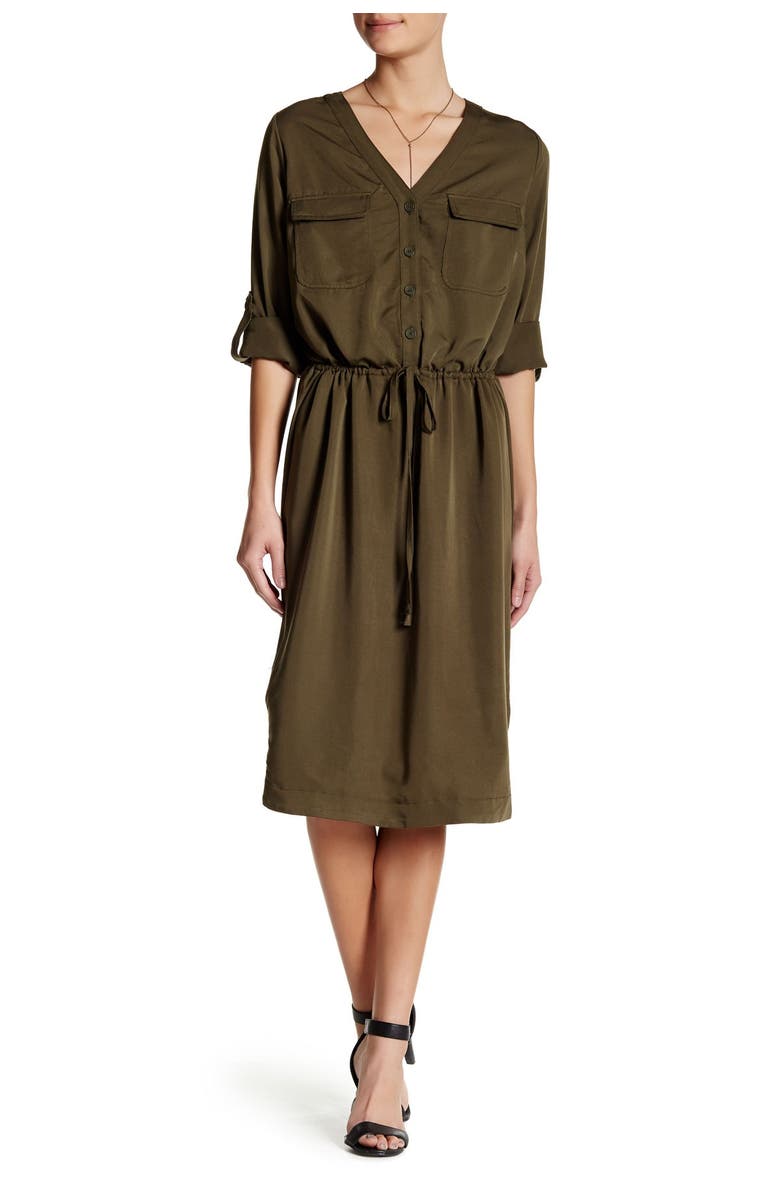 MAX STUDIO Satin Midi Shirt Dress, Alternate, color,