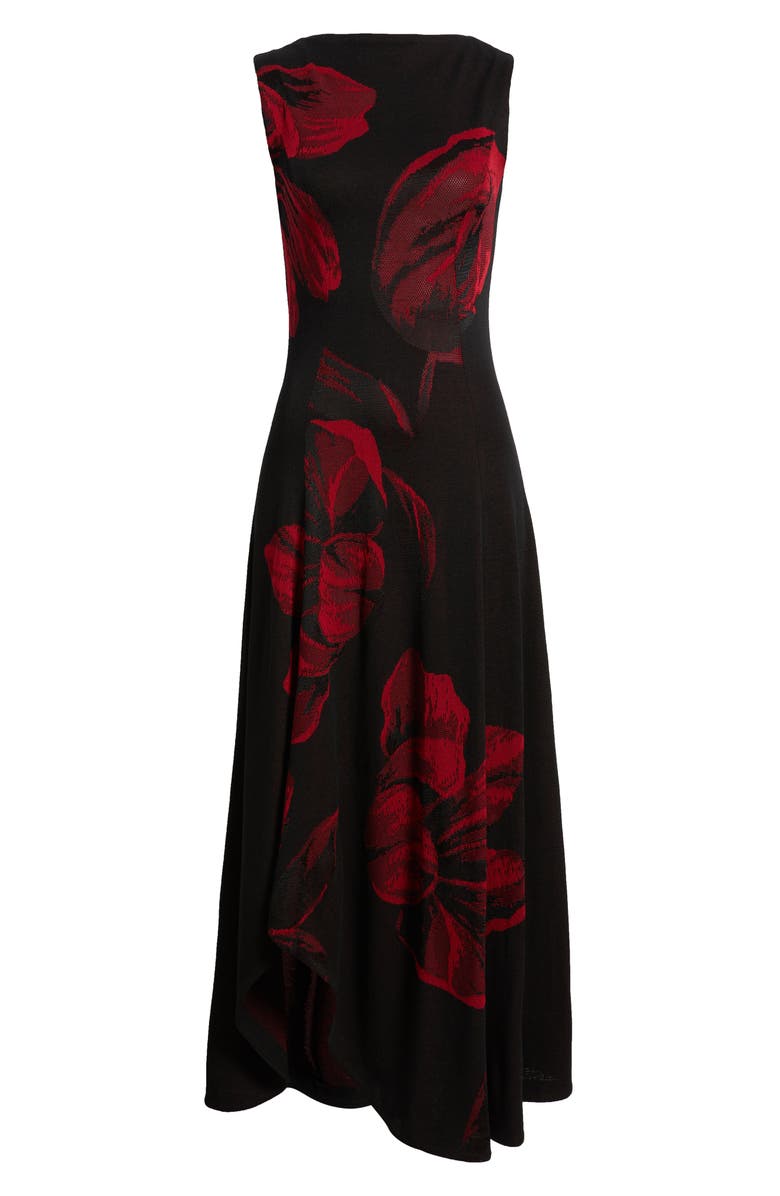 Misook Floral Sleeveless Fit & Flare Maxi Dress, Alternate, color, Scarlet Red/Black